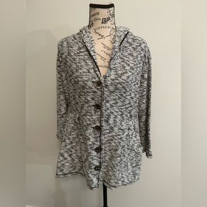 🚨Women's Neon Budda White Black Hooded Cozy Sweater Cardigan size- S